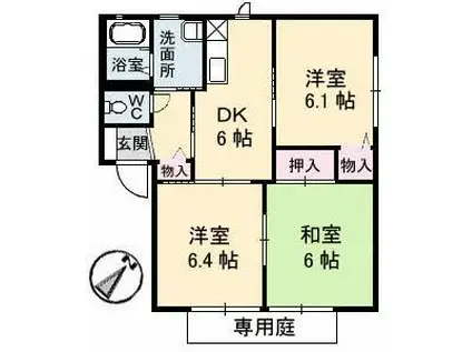 カーサ平生(3DK/1階)の間取り写真