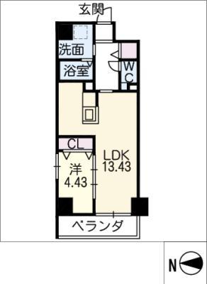 GRANDUKE正木(1LDK/12階)の間取り写真
