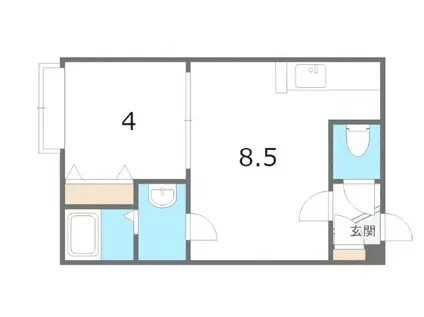 キアヌII(1LDK/2階)の間取り写真