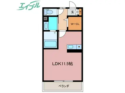 MUSHROOM(ワンルーム/2階)の間取り写真