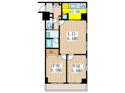 ヴィラージュ武蔵野(2LDK/3階)の間取り写真