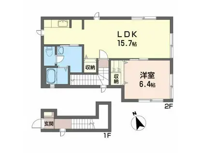 アブリコ(1LDK/2階)の間取り写真
