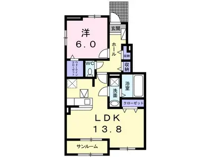 ロズリーフィールド II(1LDK/1階)の間取り写真