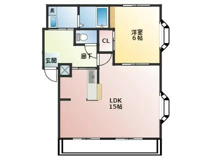コバビレッジB(1LDK/1階)の間取り写真