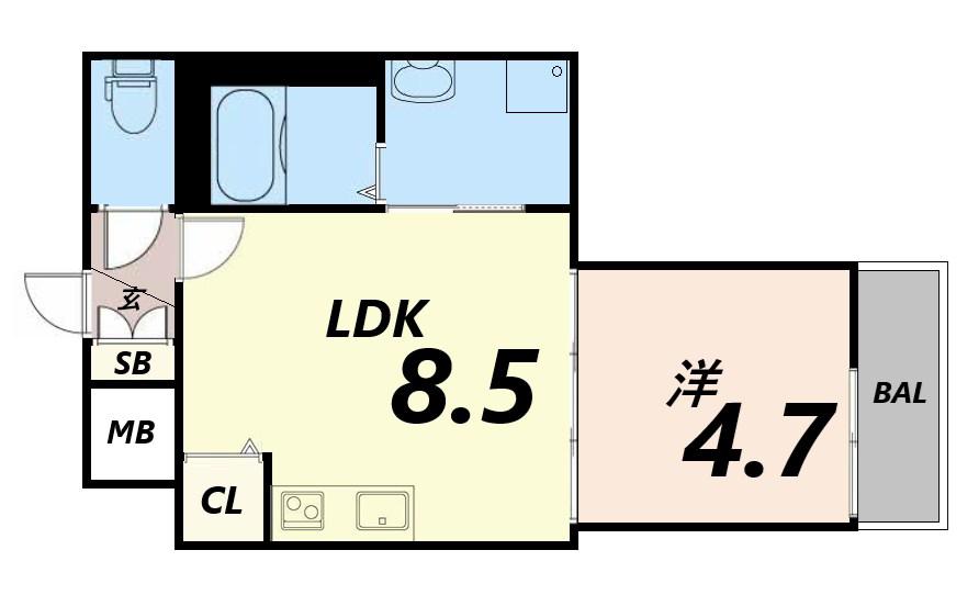 HABITASION京口(1LDK/1階)の間取り写真