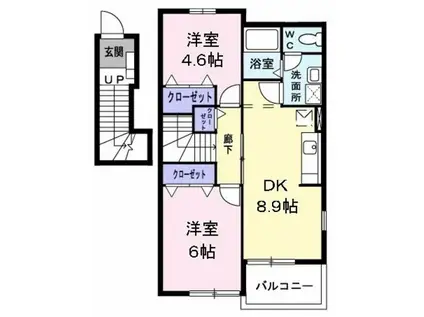 ティエラ C(2DK/2階)の間取り写真