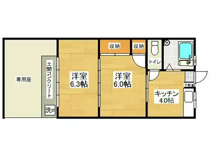 フェリーチェ吉祥寺(2K/1階)の間取り写真