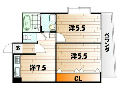 パワーズ117(2LDK/6階)の間取り写真