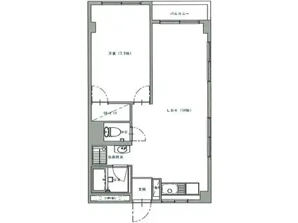 第2福井ビル(1LDK/4階)の間取り写真