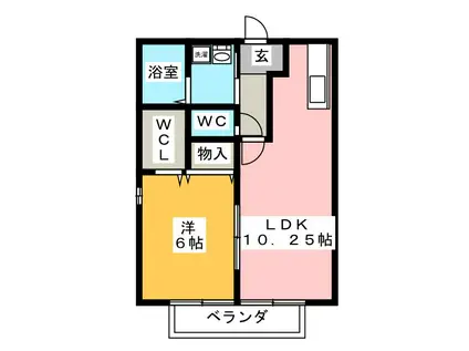リューデスハイムII(1LDK/1階)の間取り写真