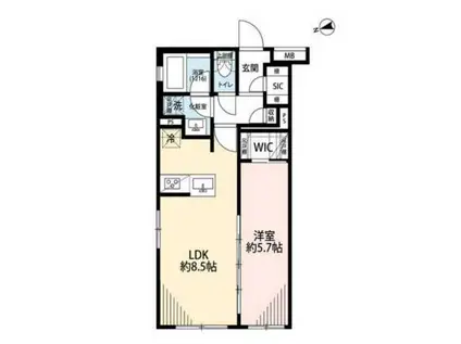 プレール・ドゥーク中野上高田(1LDK/1階)の間取り写真