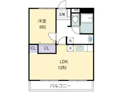 サニーコート船町(1LDK/2階)の間取り写真