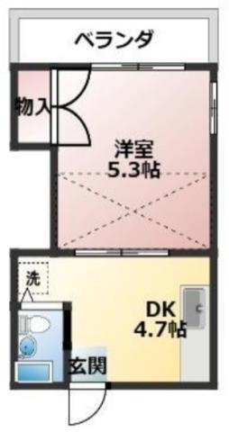 浦賀レジデンス(1DK/1階)の間取り写真
