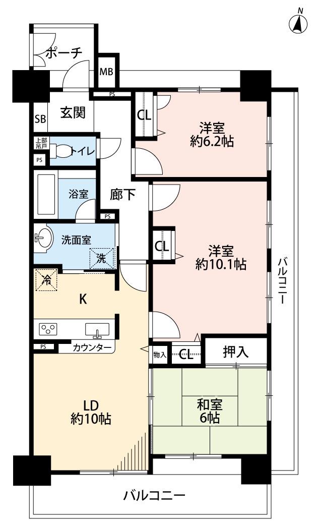 ヴェルビュせんげん台ステーションプラザ(3LDK/8階)の間取り写真
