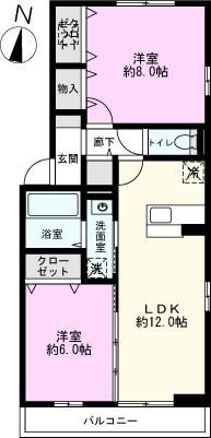 レイディアント(2LDK/2階)の間取り写真