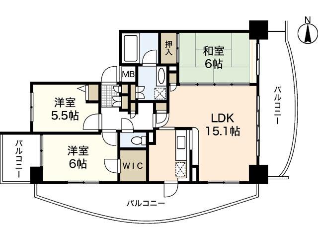 プルミエールA.CITY(3LDK/11階)の間取り写真