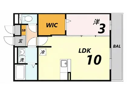 グレイシャス(1LDK/3階)の間取り写真