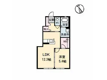 シャーメゾンパインヒル(1LDK/1階)の間取り写真