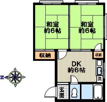 阪急神戸線 春日野道駅(阪急) 徒歩5分 3階建 築51年(2DK/3階)の間取り写真