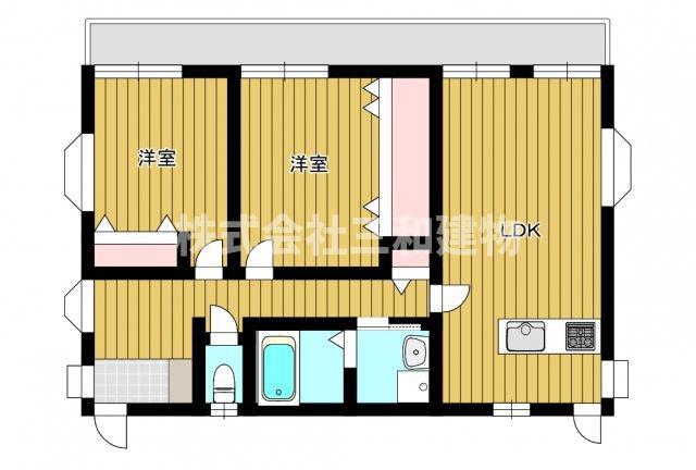 ホワイトヒル(2LDK/2階)の間取り写真