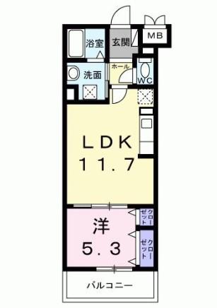 ソレアード志茂(1LDK/4階)の間取り写真