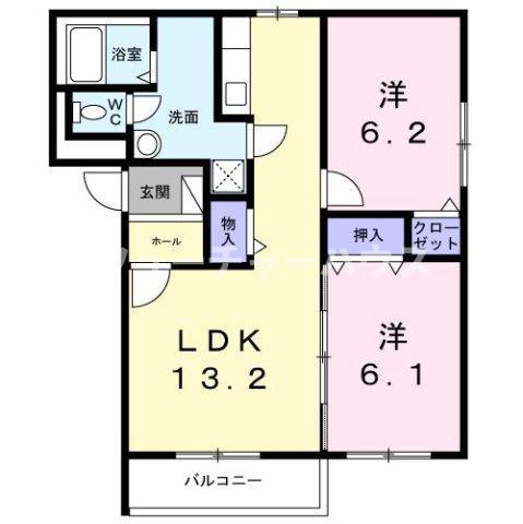 サンモール大里(2LDK/3階)の間取り写真