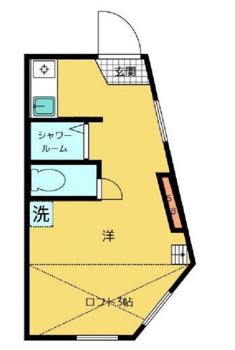 サンハイツ(ワンルーム/2階)の間取り写真