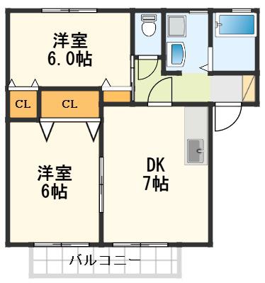 ベルドミール(2LDK/2階)の間取り写真