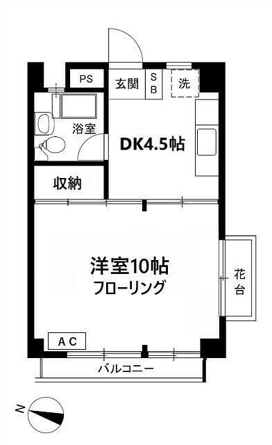 ヴィラセントラル(1DK/3階)の間取り写真