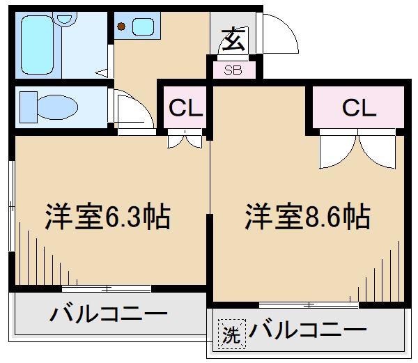 フジマツ第5ビル(2K/1階)の間取り写真