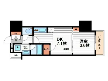 アーバネックス天満橋FRONT(1DK/3階)の間取り写真