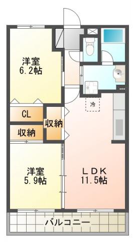 IBBIV(2LDK/2階)の間取り写真