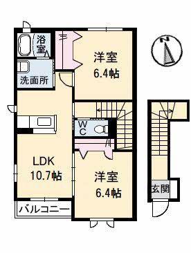 シャーメゾンマルシェ A棟(2LDK/2階)の間取り写真