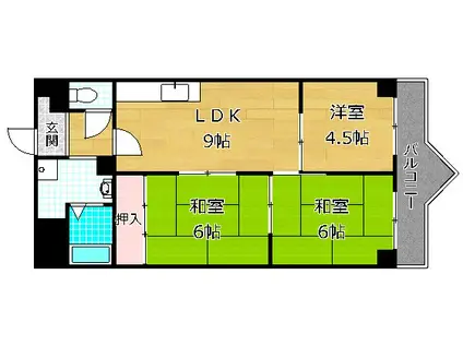 SUNミネマツ(3LDK/6階)の間取り写真