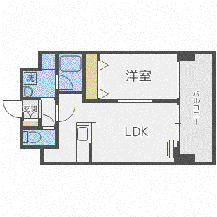 ルラシオン北9条通(1LDK/14階)の間取り写真