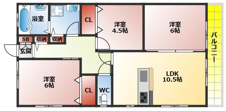 ビオラ翠香園(3LDK/1階)の間取り写真