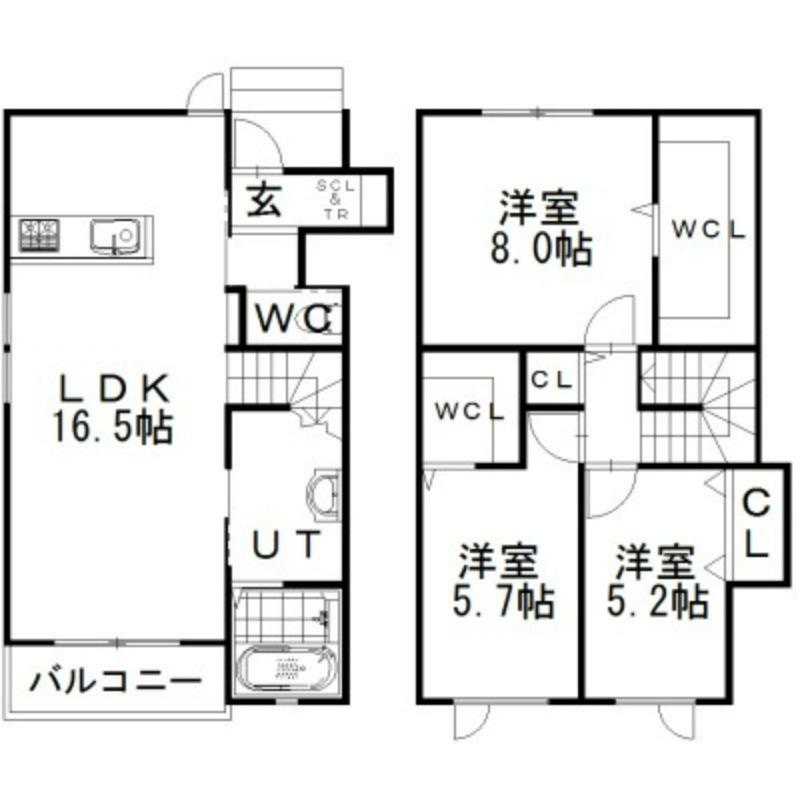 メルベイユ藤野(3LDK/1階)の間取り写真
