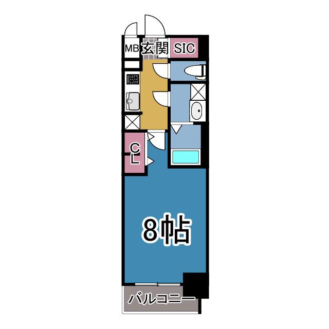 S-RESIDENCE堀田駅前FUTUR(1K/2階)の間取り写真
