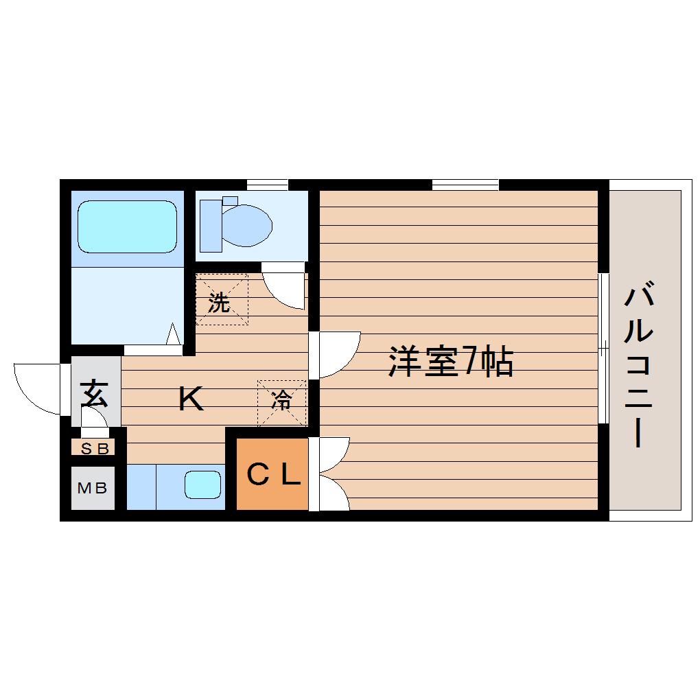 サンプレイスヒルズ(1K/2階)の間取り写真