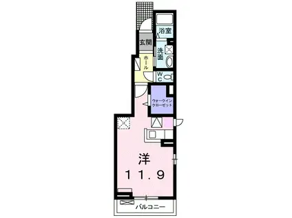 キング フルハウス(ワンルーム/1階)の間取り写真