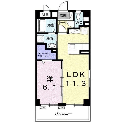 ブラン ドールII(1LDK/4階)の間取り写真
