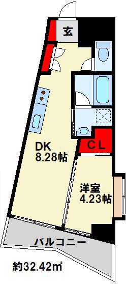 BRIS中井(1DK/2階)の間取り写真