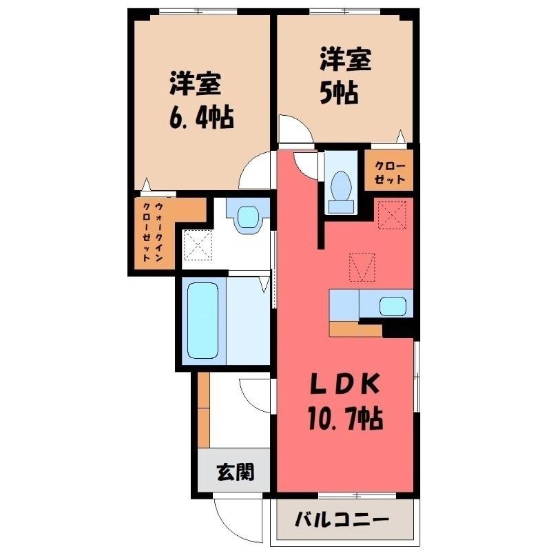 テラス M3 II(2LDK/1階)の間取り写真