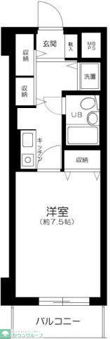ライオンズマンション高津(1K/2階)の間取り写真