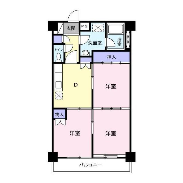 エスペランサ第5十日市場(3DK/3階)の間取り写真