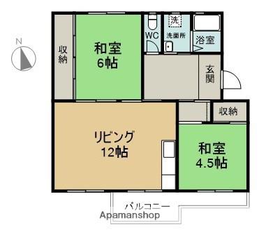 習志野台団地12街区 7号棟(2LDK/3階)の間取り写真