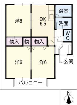 グリーンコートA(3DK/2階)の間取り写真