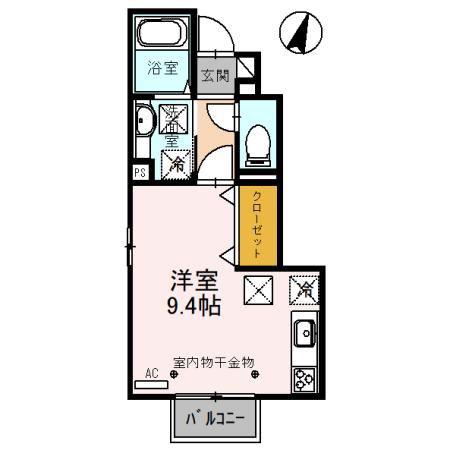 ラスール A棟(ワンルーム/1階)の間取り写真
