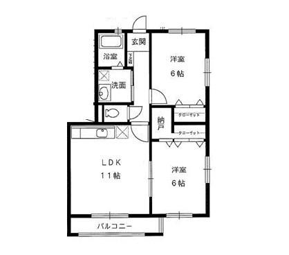 パルメゾン水木(2LDK/1階)の間取り写真