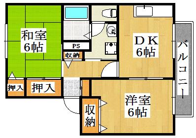 エクセレント西明石A(2DK/1階)の間取り写真